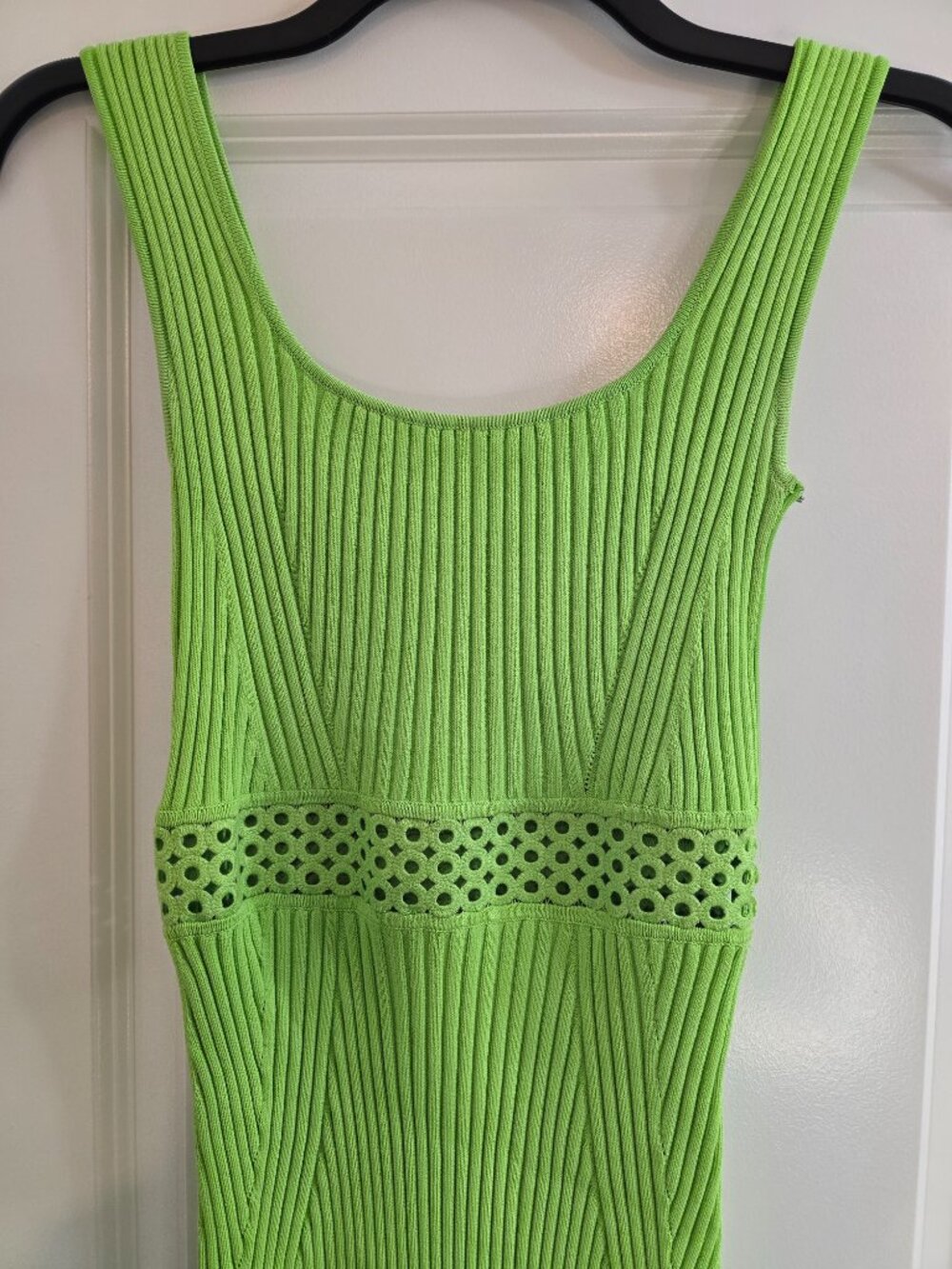 House of Harlow 1960 Ribbed Knit Crochet Midi Dress - Lime Green - Picture 3 of 9